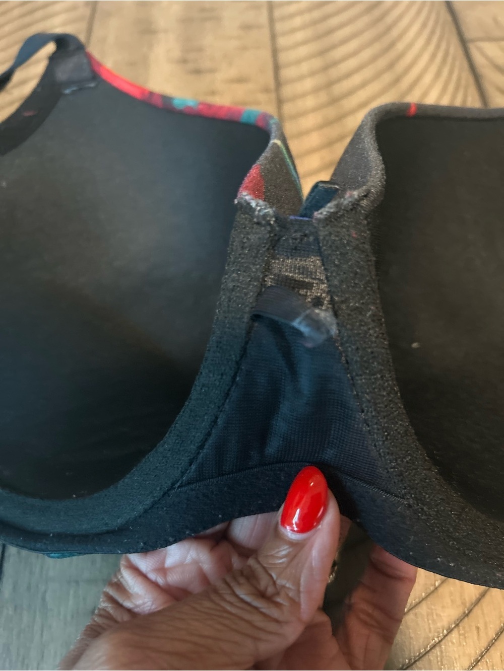 Cacique Black Bra with Multicolor Floral Accents 44C Boost Balconette - Picture 6 of 6